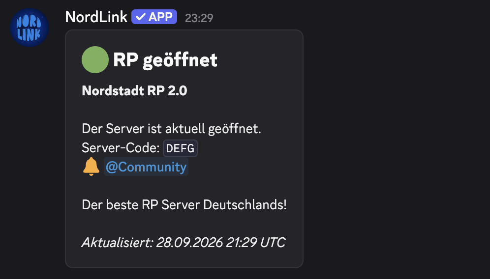 NordLink RP-Server Status in Discord